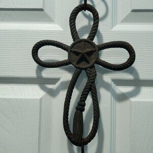 Cast Iron Western Themed Rope Texas Star Cross